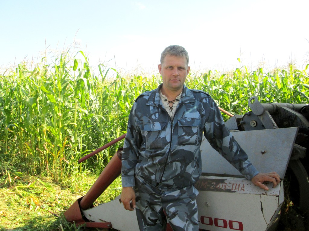 Николай Комиссаров на уборке кукурузы
